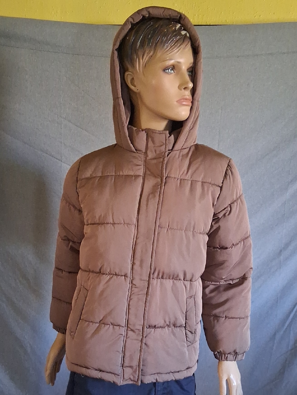 Forever 21 Hooded Puffer Jacket in Brown